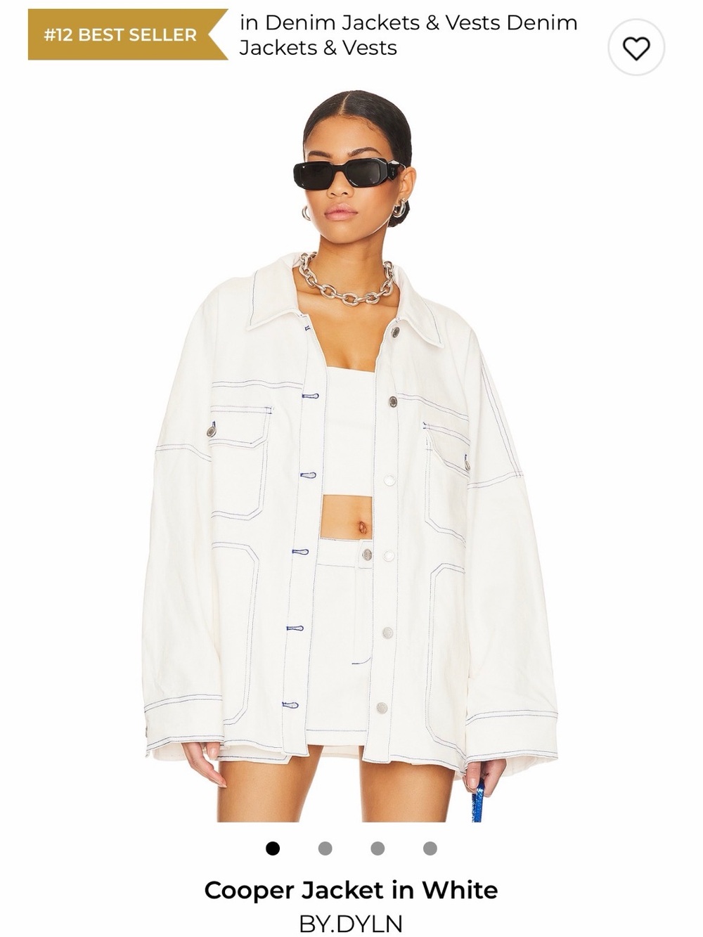 By DYLN Oversized White and Blue Cooper Denim Jacket